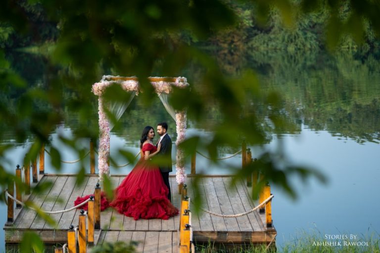 floral pre wedding shoot set near Mumbai